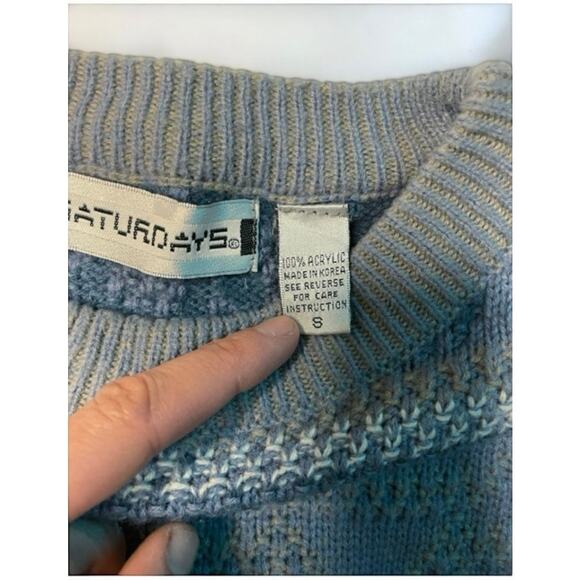 SATURDAYS NYC Men's Ski Sweater, Vintage Nordic Geometric Pattern Pullover Sz S - Picture 3 of 5